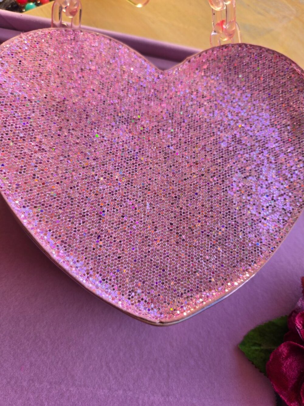 Pink Glitter Shoulder Bag Velvet Millinery Keychain Y2k-Style Coquette-inspo - Picture 16 of 16